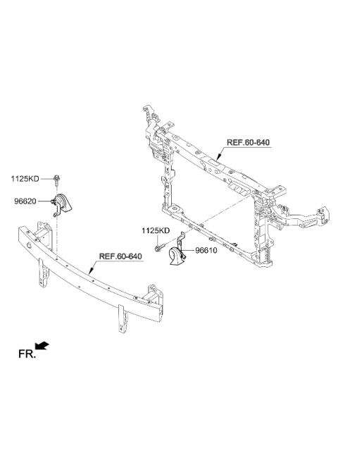 2022 Kia Niro High Pitch Horn Assembly Diagram for 96621G5AA0