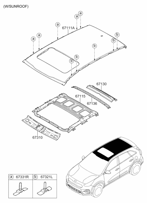 2022 Kia Niro Ring Assembly-Sunroof Reinforcement Diagram for 67115G5010