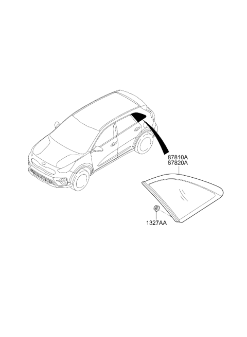 2021 Kia Niro Glass & Moulding Assembly Diagram for 87810G5070