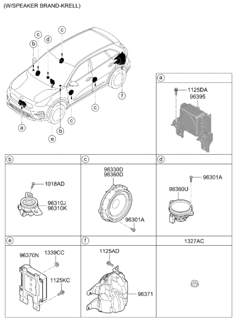 2020 Kia Niro Tweeter Speaker Assembly, Right Diagram for 96311G5100