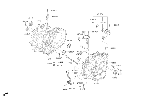 2022 Kia Niro Case-Manual Transmission Diagram for 431112B001