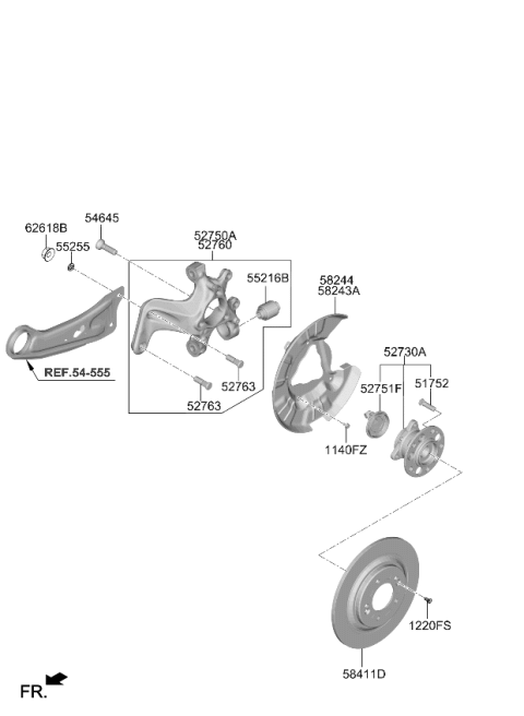 2021 Kia Niro Rear Brake Disc Diagram for 58411G2700