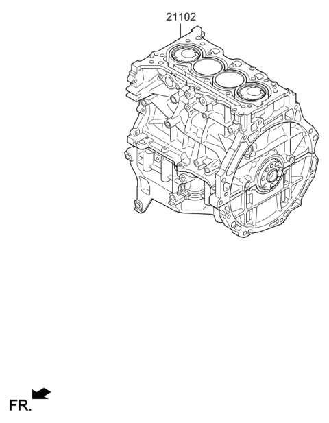2022 Kia Niro Short Engine Assembly Diagram for 219T203S00