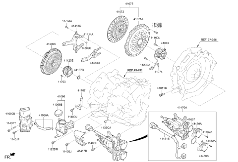 2021 Kia Niro Clutch Cover Assembly Diagram for 412002B001