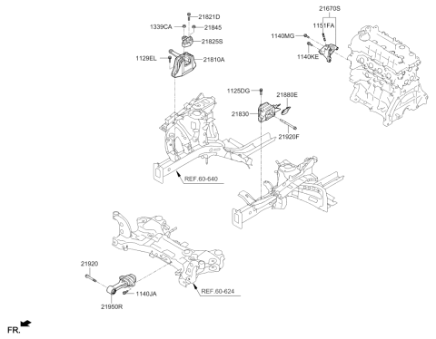 2020 Kia Niro Support Engine Mounting Bracket Diagram for 21825G2000
