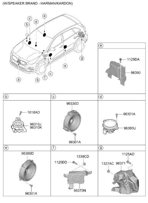2022 Kia Niro EV Sub Woofer Speaker Assembly Diagram for 96380Q4100