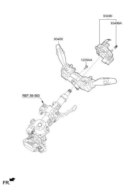 2020 Kia Niro EV Multifunction Switch Assembly Diagram for 93400Q4750