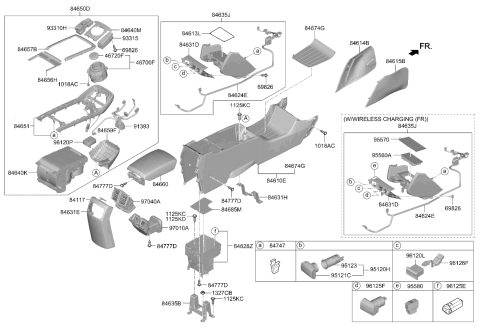 2022 Kia Niro EV Console Armrest Assembly Diagram for 84660Q4000CNQ