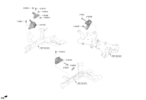 2021 Kia Niro EV Rear Mounting Bracket Assembly Diagram for 21930K4100