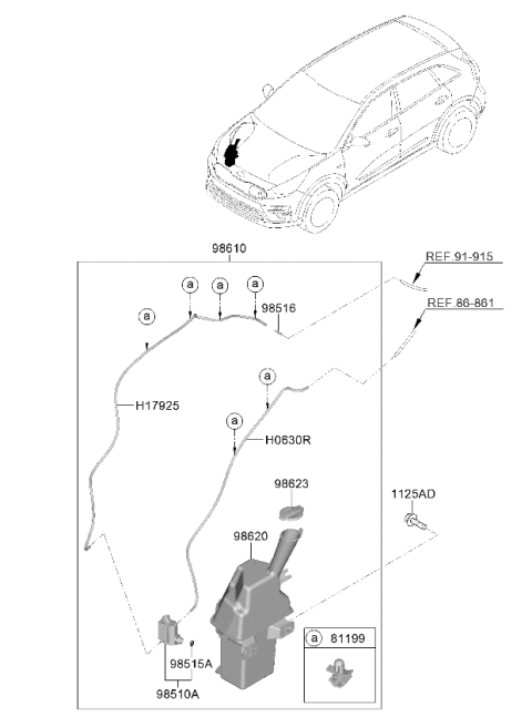 2021 Kia Niro EV Reservoir & Pump Assembly Diagram for 98610Q4000