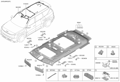 2025 Kia EV9 Sunvisor & Head Lining Diagram 3