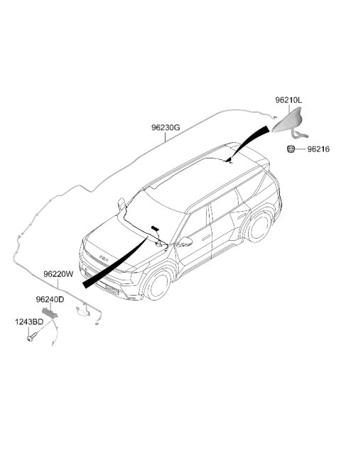 2025 Kia EV9 Antenna Feeder Cable Diagram for 96220DOAA0