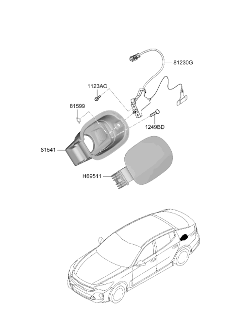 2023 Kia Stinger Fuel Filler Door Assembly Diagram for 69511J5000