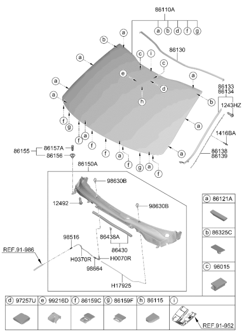 2023 Kia Stinger Glass Assembly-WINDSHIEL Diagram for 86110J5600