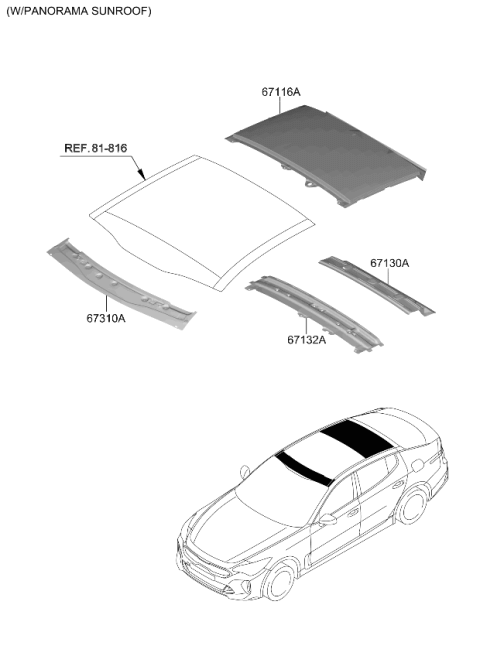 2023 Kia Stinger Panel-Wide SUNROOF R Diagram for 67116J5050