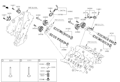2023 Kia Stinger Valve Spring Diagram for 222213L200