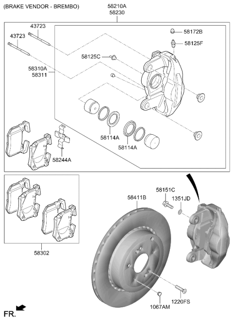 2023 Kia Stinger Pin-Guide Diagram for 58180J5510