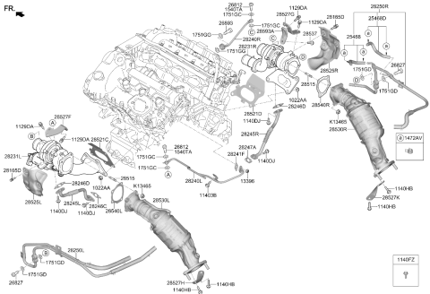 2022 Kia Stinger TURBOCHARGER, LH Diagram for 282313L100