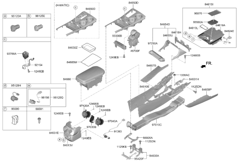 2022 Kia Stinger Console Armrest Assembly Diagram for 84660J5100CD8