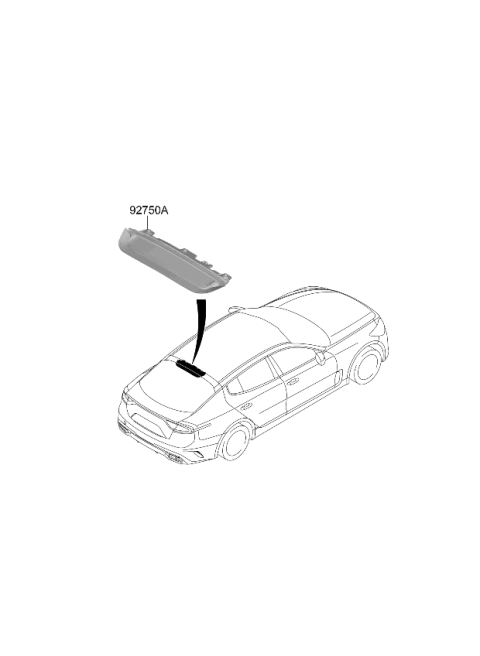 2022 Kia Stinger High Mounted Stop Lamp Assembly Diagram for 92700J5000