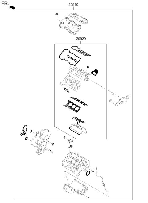 2023 Kia Stinger Engine Gasket Kit Diagram 2