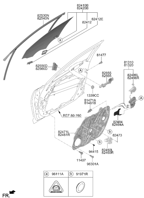 2023 Kia Stinger Run Assembly-Fr Dr WDO G Diagram for 82530J5001