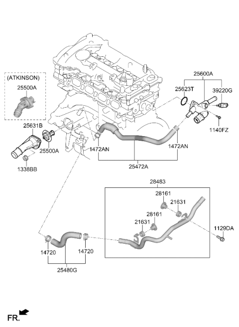 2021 Kia Seltos Coolant Pipe & Hose Diagram 2