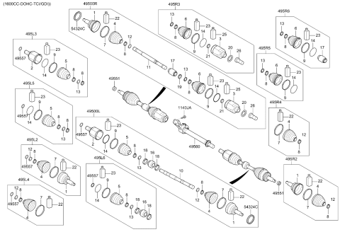 2023 Kia Seltos Drive Shaft Assembly Right Hand Diagram for 49501Q5410
