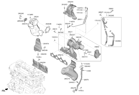 2021 Kia Seltos Exhaust Manifold Catalytic Assembly Diagram for 285102EKJ0