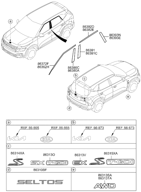 2022 Kia Seltos Black Tape-Fr Dr Rr Diagram for 76513Q5000