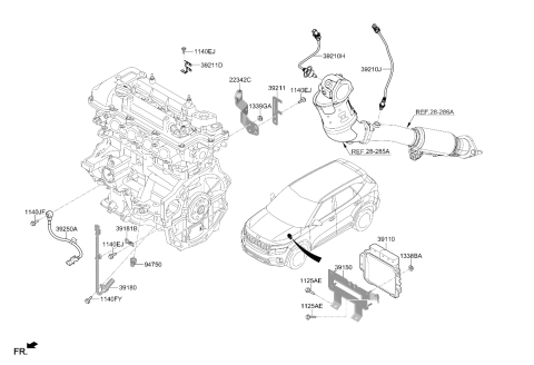 2022 Kia Seltos Oxygen Sensor Assembly Diagram for 392102E421