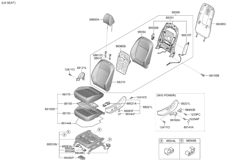2021 Kia Seltos Front Seat Headrest Assembly Diagram for 88700Q5000A7B