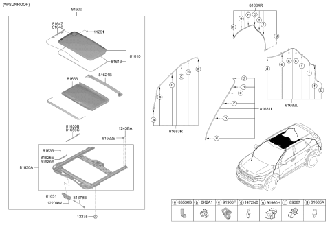 2023 Kia Seltos Sunroof Assembly Diagram for 81600Q5001BGA