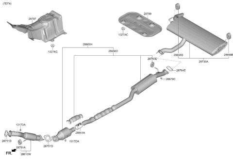 2021 Kia Seltos Front Muffler Assembly Diagram for 28610J9120