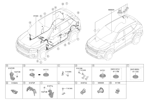 2023 Kia Seltos Grommet-Washer Hose Diagram for 98893D9100