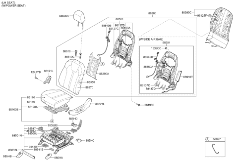 2023 Kia Sorento Front Seat Cushion Assembly Left Hand Diagram for 88100R5000MQV