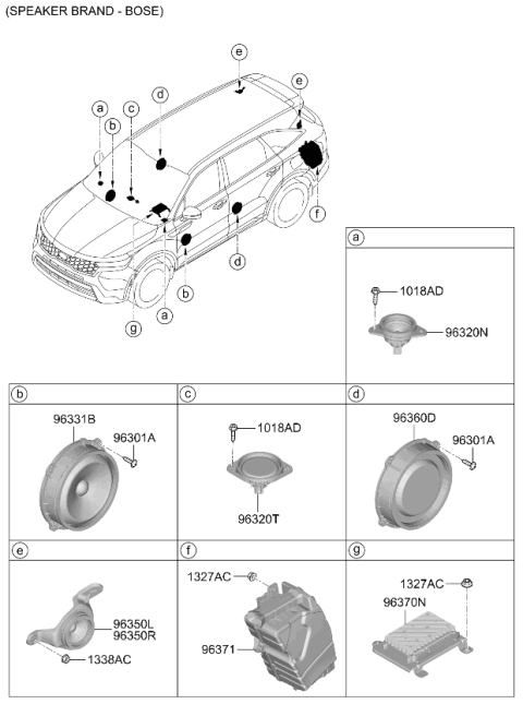 2021 Kia Sorento Speaker Assy-Sub Woo Diagram for 96380R5200