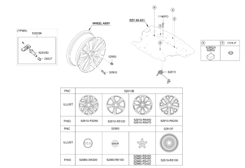 2023 Kia Sorento Aluminium Wheel Assembly Diagram for 52910P2250