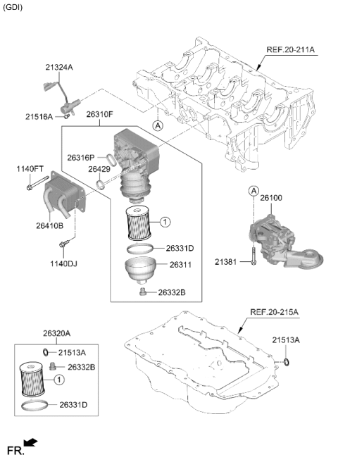 2021 Kia Sorento Oil Pump Assembly Diagram for 213102S000