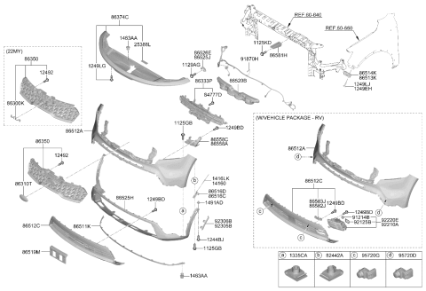 2021 Kia Sorento Radiator Grille Assembly Diagram for 863A0R5910