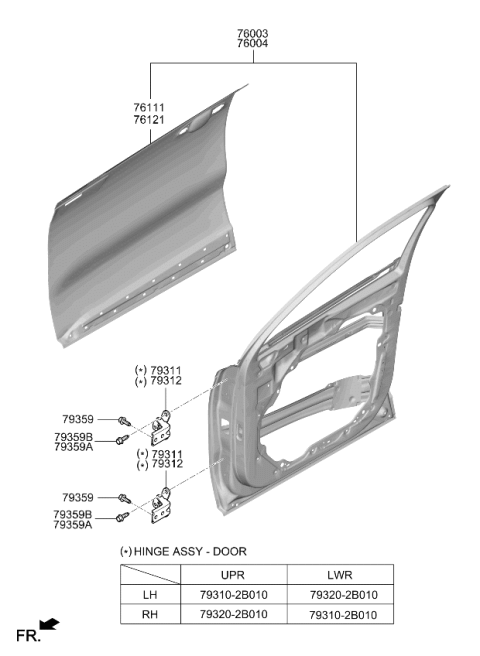 2022 Kia Sorento Hinge Assembly-Front Door Diagram for 793202B010