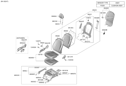2025 Kia Carnival COVERING ASSY-FR BAC Diagram for 88460R0ZB0KTP