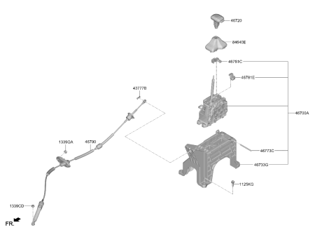 2026 Kia Carnival CABLE ASSY-ATM LEVER Diagram for 46790R0AA0