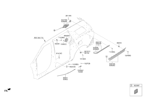 2026 Kia Carnival Gas Rear Door Window Regulator & Glass Diagram 2