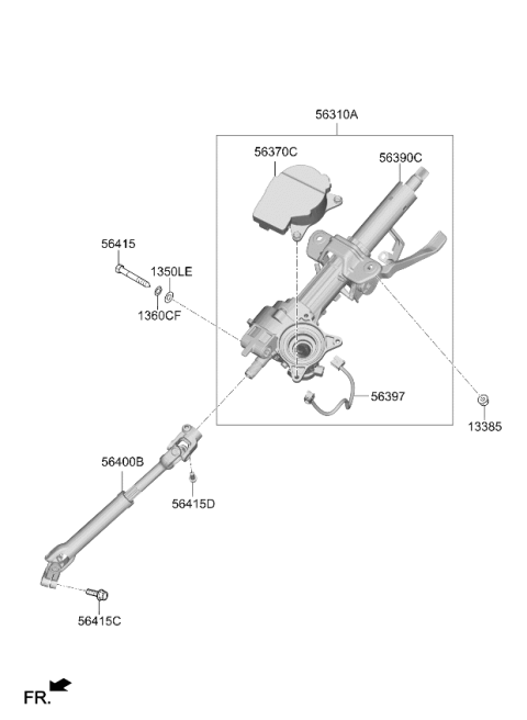 2026 Kia Carnival Steering Column Assembly Diagram for 56310R0100