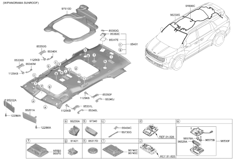 2026 Kia Carnival Gas Sunvisor & Head Lining Diagram 2
