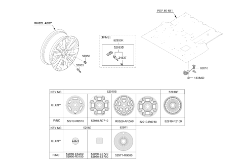 2025 Kia Carnival Wheel Hub Cap Assembly Diagram for 52960ES200