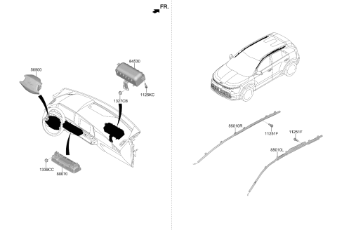 2024 Kia Niro EV Steering Wheel Air Bag Module Assembly Diagram for 80100CV000EWR