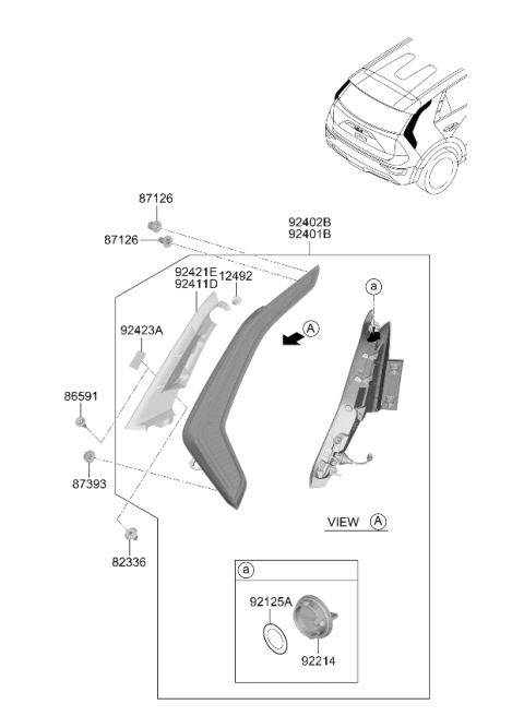 2025 Kia Niro EV Rear Combination Lamp Assembly Diagram for 92401AT010