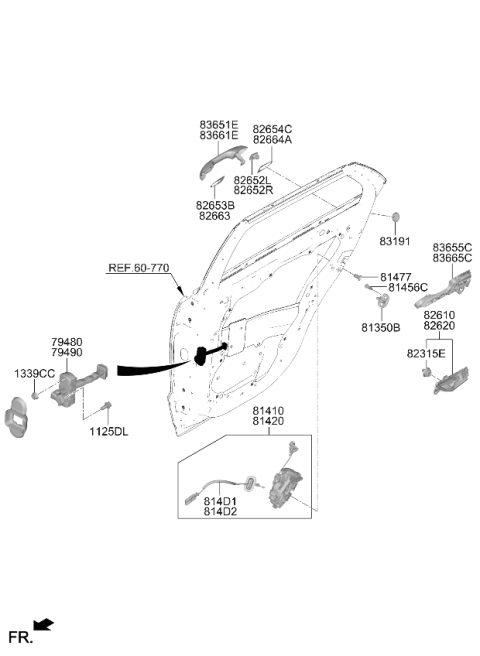 2025 Kia Niro EV Rear Door Outside Handle Diagram for 83661S9010